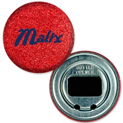 Bottle Opener with Reflective Red Glitter, 2.25" diameter, Item # ABOF22-104