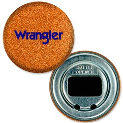 Bottle Opener with Reflective Orange Glitter, 2.25" diameter, Item # ABOF22-105