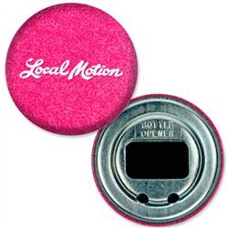 Bottle Opener with Reflective Pink Glitter, 2.25" diameter, Item # ABOF22-106