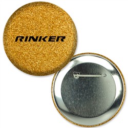 Button with Reflective Gold Glitter, 2.25