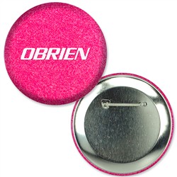 Button with Reflective Pink Glitter, 2.25