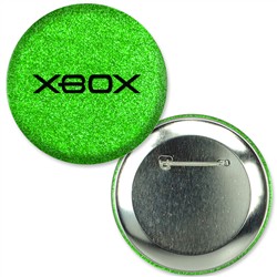 Button with Reflective Green Glitter, 2.25" diameter, Item # ABU22-107