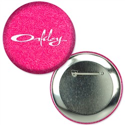 Button with Reflective Pink Glitter, 3" diameter, Item # ABU30-106