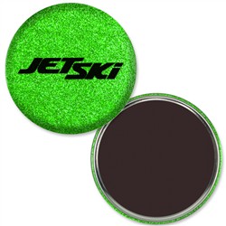 Magnet with Reflective Green Glitter, 2.25" diameter, Item # AMAB22-107