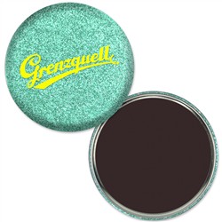 Magnet with Reflective Green Glitter, 3" diameter, Item # AMAB30-102