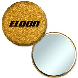 Compact Mirror with Reflective Gold Glitter, 2.25" diameter, Item # AMIM22-103