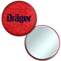 Compact Mirror with Reflective Red Glitter, 2.25" diameter, Item # AMIM22-104