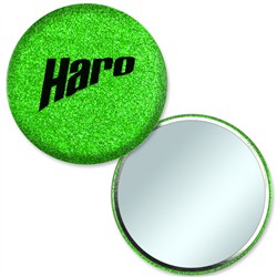 Compact Mirror with Reflective Green Glitter, 2.25