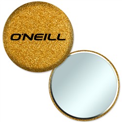 Compact Mirror with Reflective Gold Glitter, 3" diameter, Item # AMIM30-103