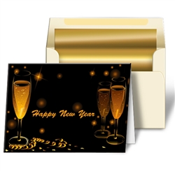 3D Custom Greeting Card With Gold Champagne, Confetti, and Streamers for a Happy New Year, Flip