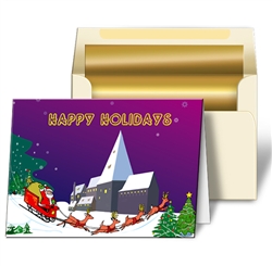 Happy Holiday Christmas Greeting Cards 3D Lenticular Animated Design Print with Santa, Snow, Tree and Reindeer